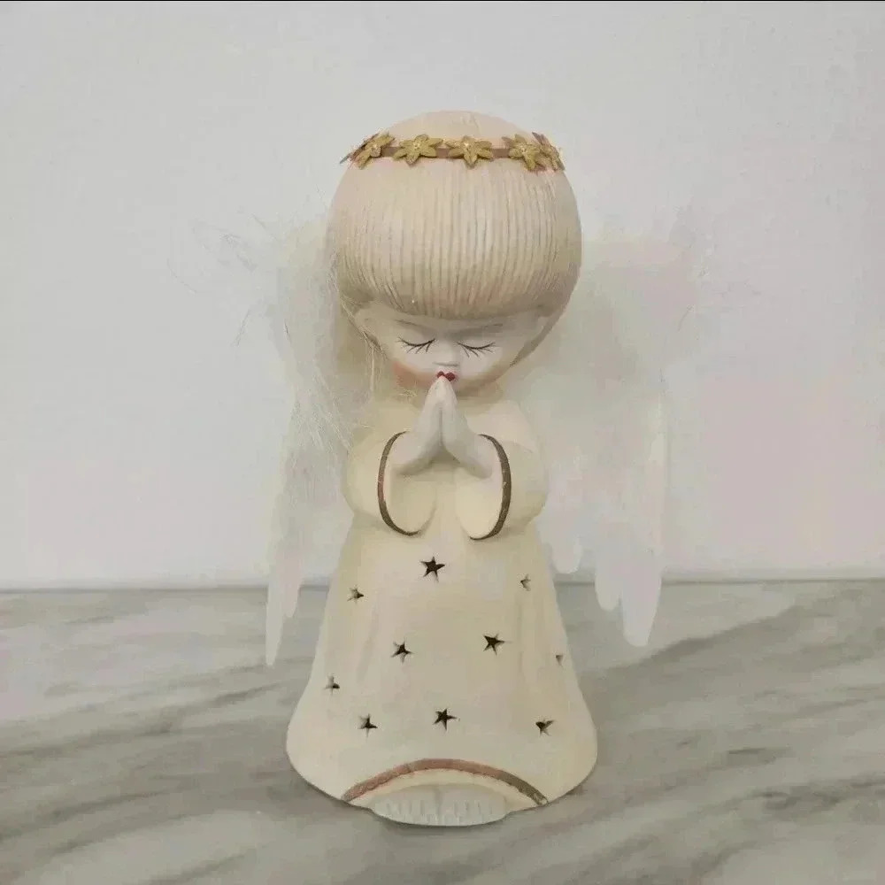 EUC Praying Angel Cherub Lighted Figurine